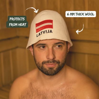 Sauna Hat ‘Latvia’, 100% Wool
