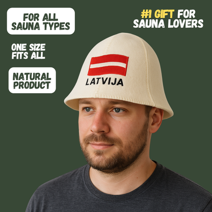 Sauna Hat ‘Latvia’, 100% Wool