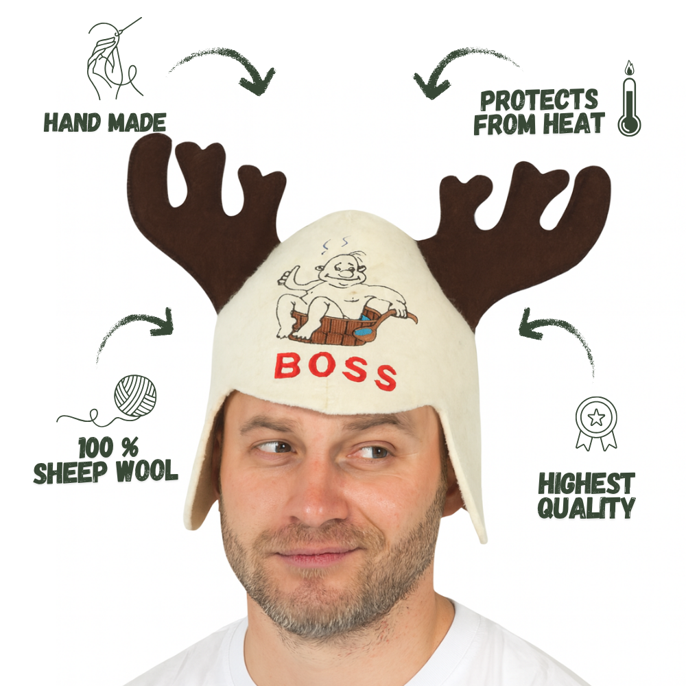 Sauna Hat ‘Moose’, 100% Wool