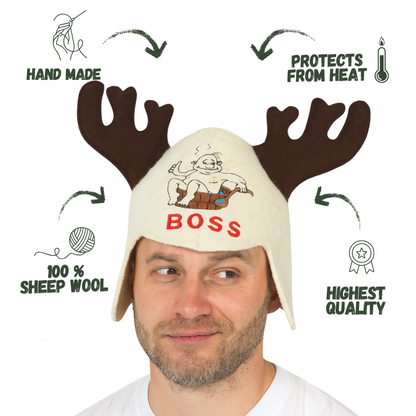 Sauna Hat ‘Moose’, 100% Wool