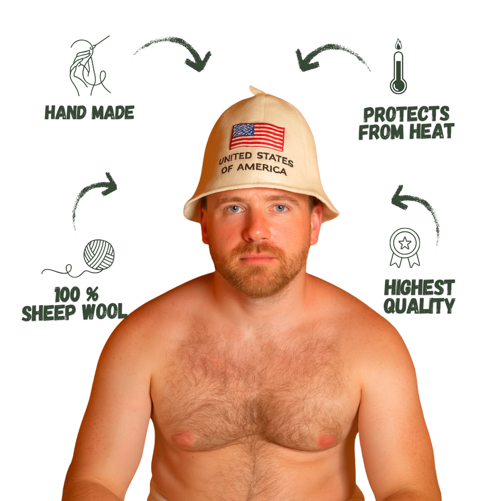 Sauna Hat ‘USA’, 100% Wool