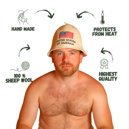 Sauna Hat ‘USA’, 100% Wool