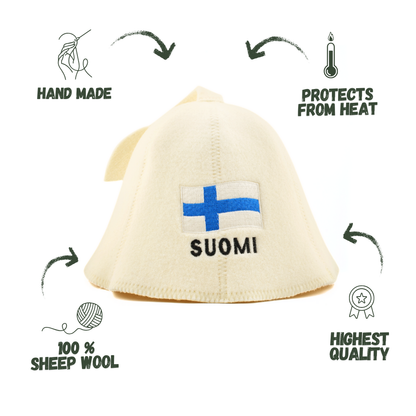 Sauna Hat ‘Suomi’, 100% Wool