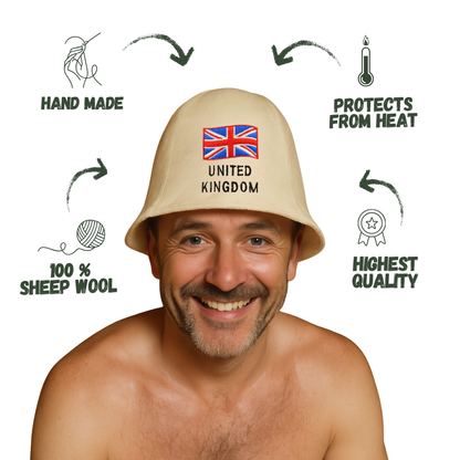 Sauna Hat ‘UK’, 100% Wool