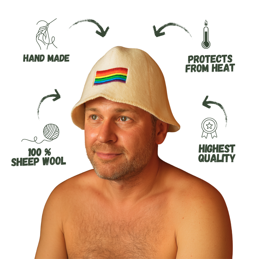 Sauna Hat ‘LGBTQ+’, 100% Wool