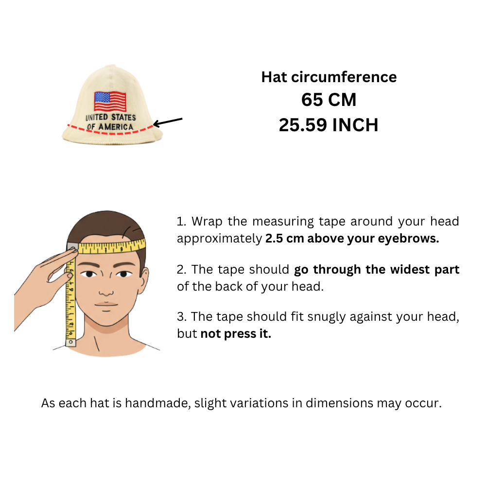 Sauna Hat ‘USA’, 100% Wool