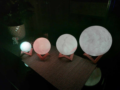 3D Mėnulio Naktinė Lemputė - Realistiškas LED Apšvietimas 8-20cm