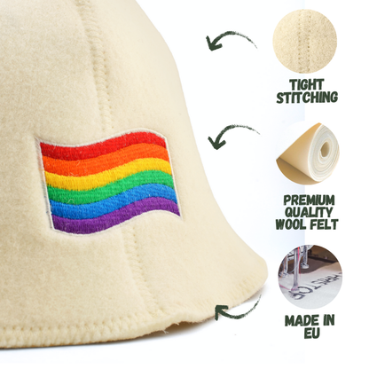 Sauna Hat ‘LGBTQ+’, 100% Wool