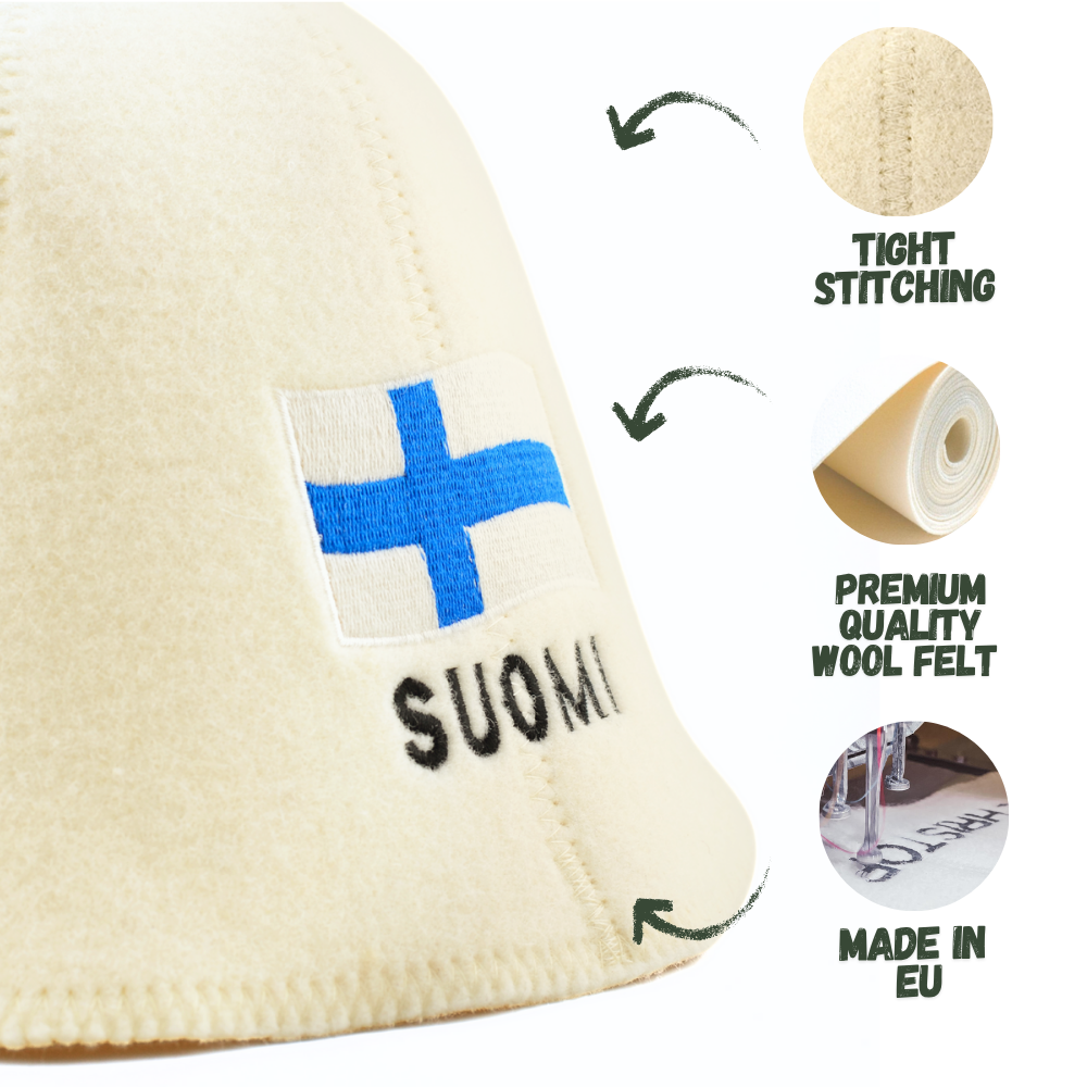 Sauna Hat ‘Suomi’, 100% Wool