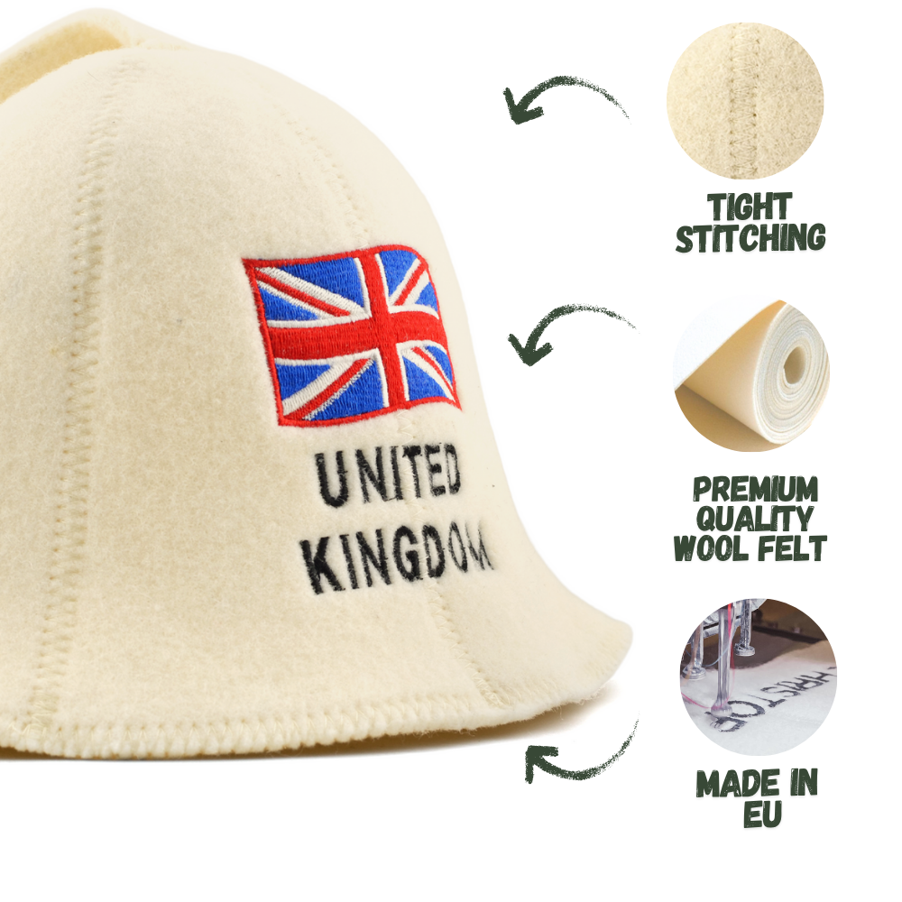 Sauna Hat ‘UK’, 100% Wool