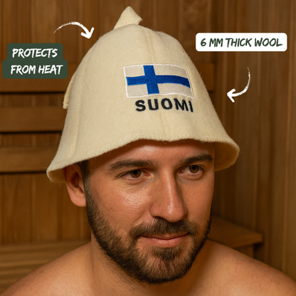 Sauna Hat ‘Suomi’, 100% Wool