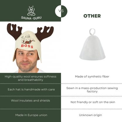 Sauna Hat ‘Moose’, 100% Wool