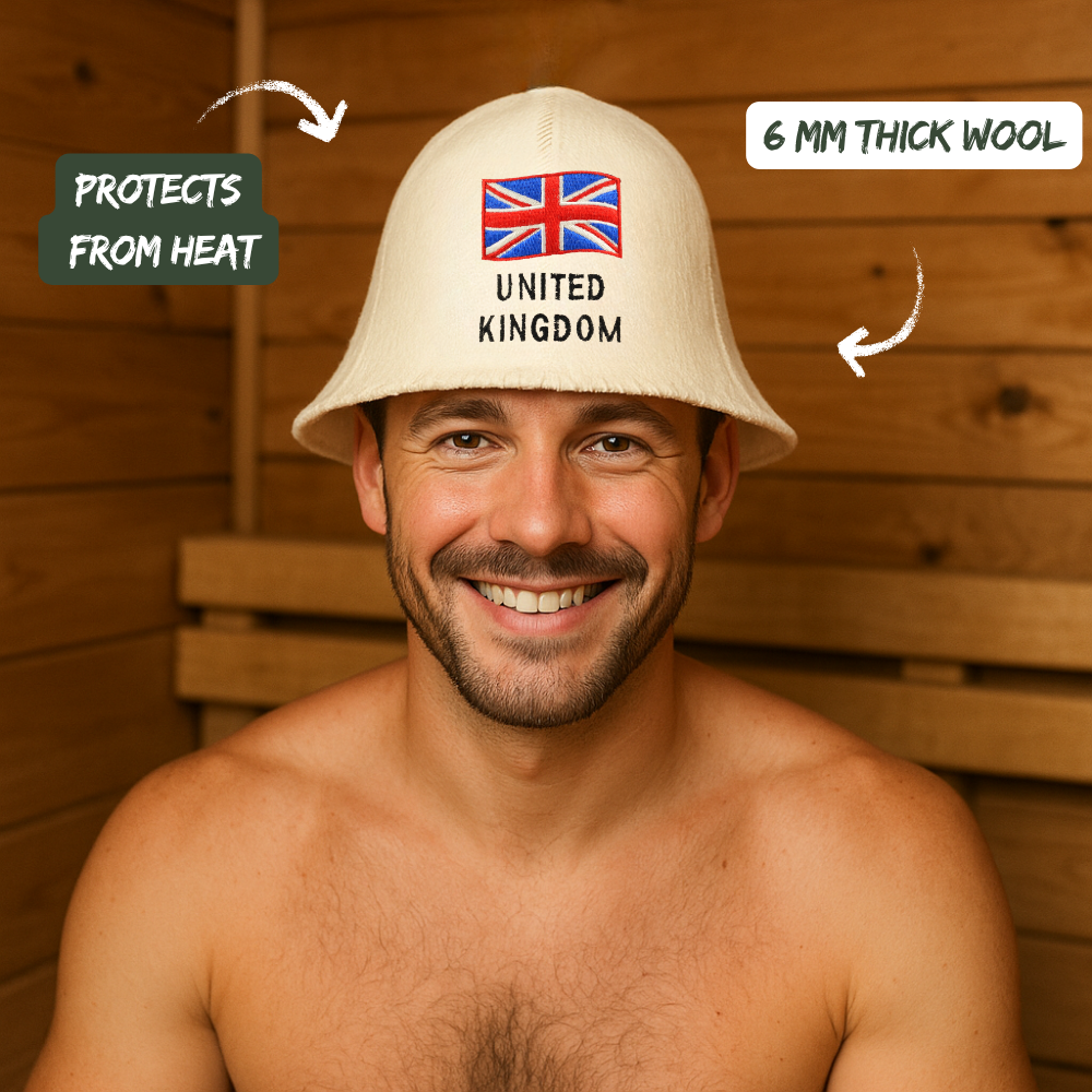 Sauna Hat ‘UK’, 100% Wool