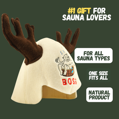 Sauna Hat ‘Moose’, 100% Wool