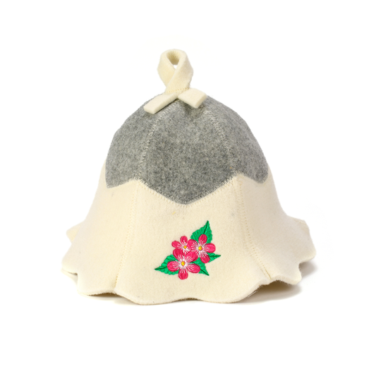 Sauna Hat ‘Flowers’ 100% Wool