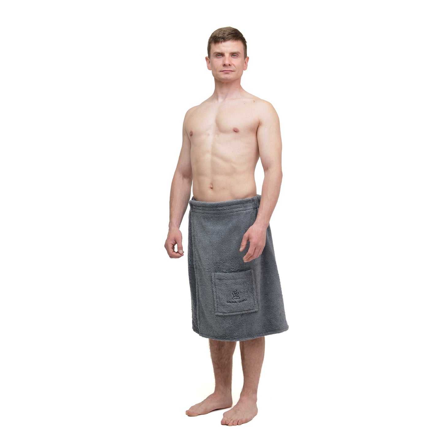 Men’s Sauna Wrap Towel with Pocket – 100% Cotton, Adjustable Fit