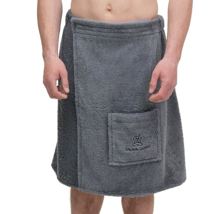 Men’s Sauna Wrap Towel with Pocket – 100% Cotton, Adjustable Fit