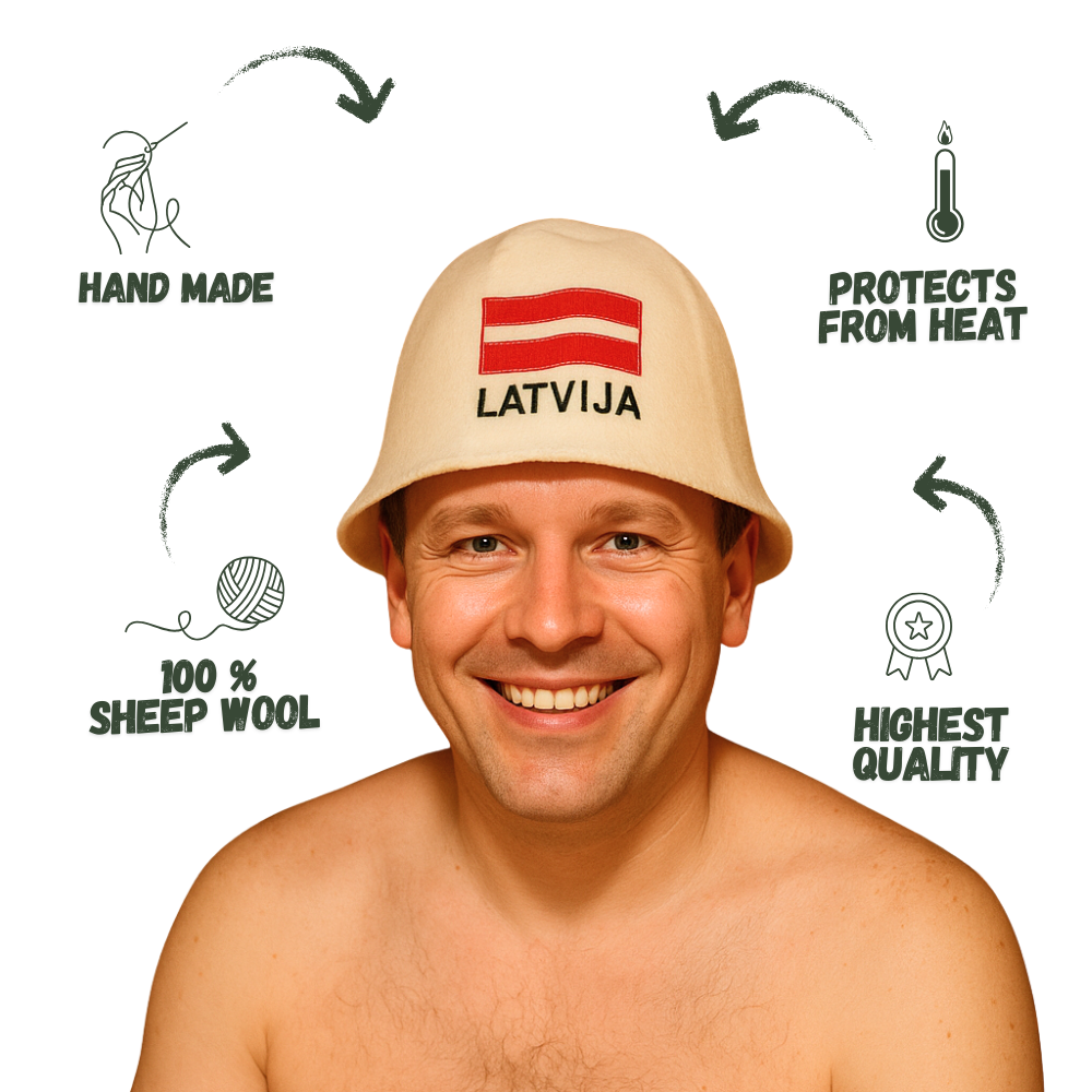 Sauna Hat ‘Latvia’, 100% Wool