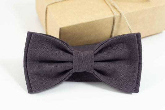Dark brown pre tied bow ties for you groom | High Quality Linen pre tied bow ties for you weddings - High quality adjustable strap