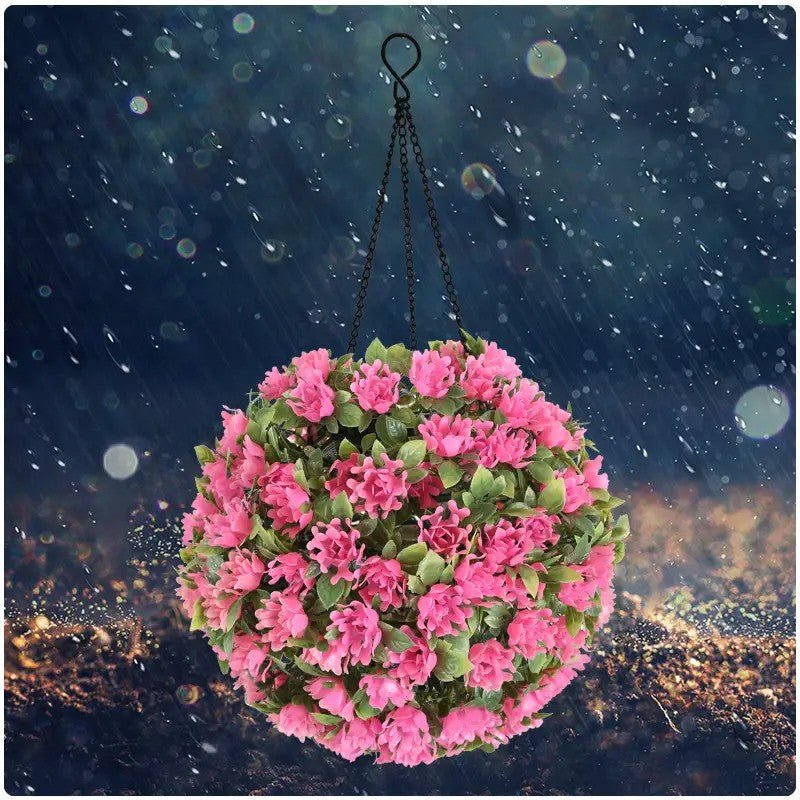 Rožinis Gėlių Kamuolys Saulės Šviestuvas - Romantiškas LED Apšvietimas