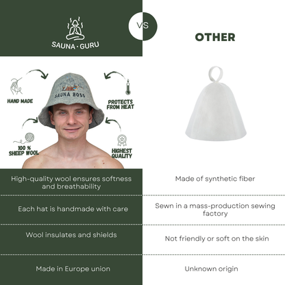 Sauna Hat ‘Sauna Boss’ 100% Wool